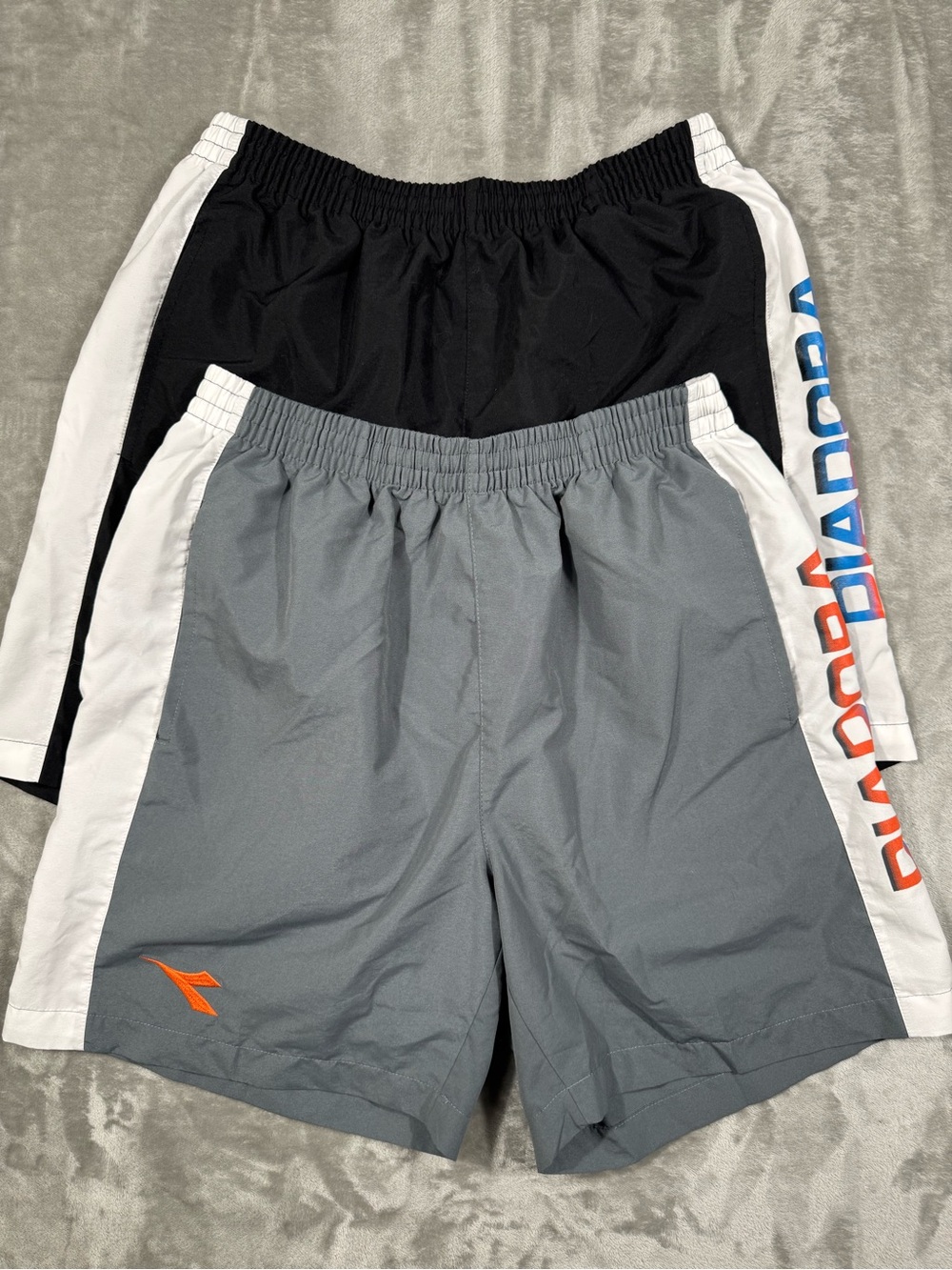 Lot of 2 Diadora Black Gray Shorts Size XL Soccer Drawstring Waist
